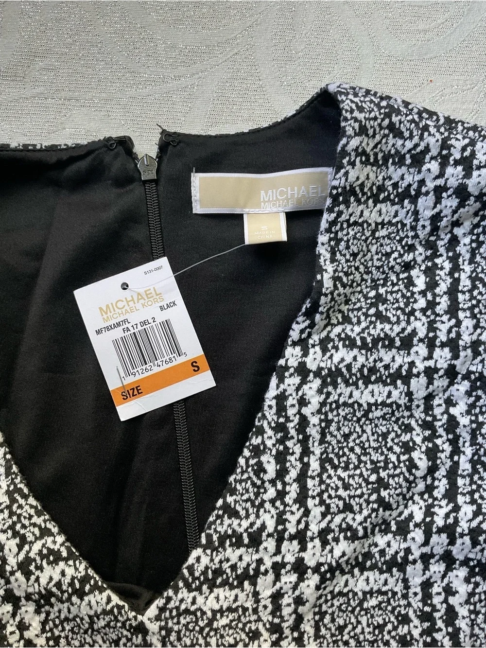 NWT Michael Kors Black & White Plaid Fit & Flare Dress Size Small